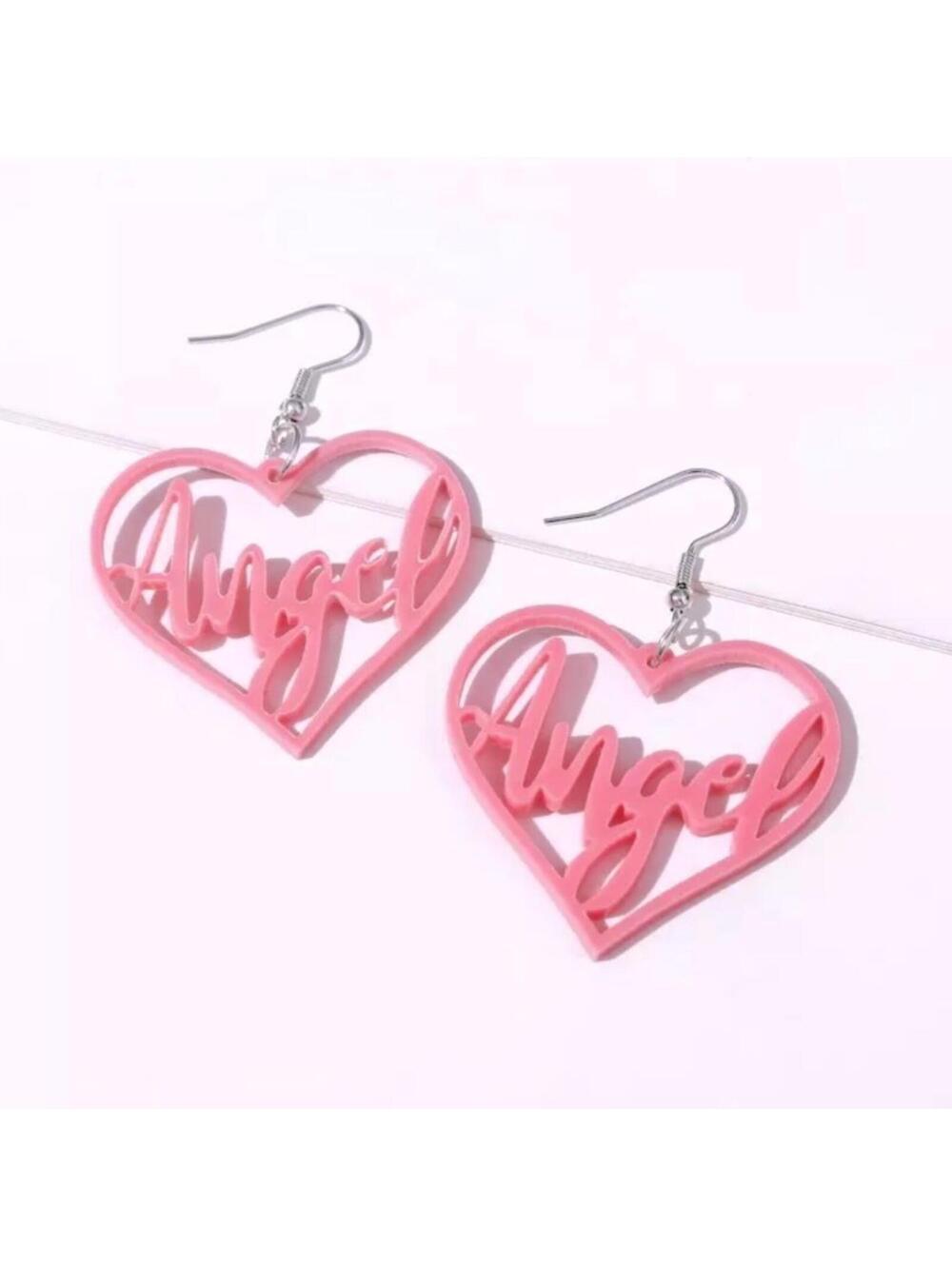 Pink Heart Angel Fashion Earrings